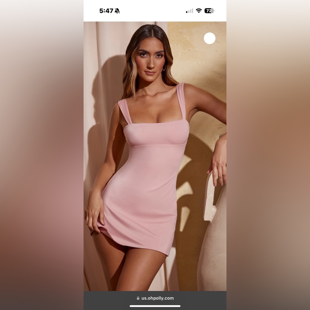 Oh Polly VIOLETTA Tie Up Back Mini Dress in Pink